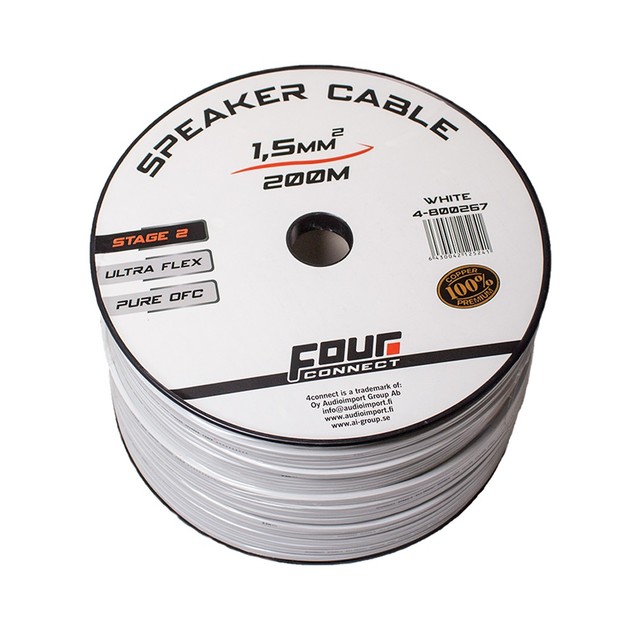 FOUR Connect 4-800267 OFC speaker cable white 2x1.5mm2 - spool 200m - Image 2