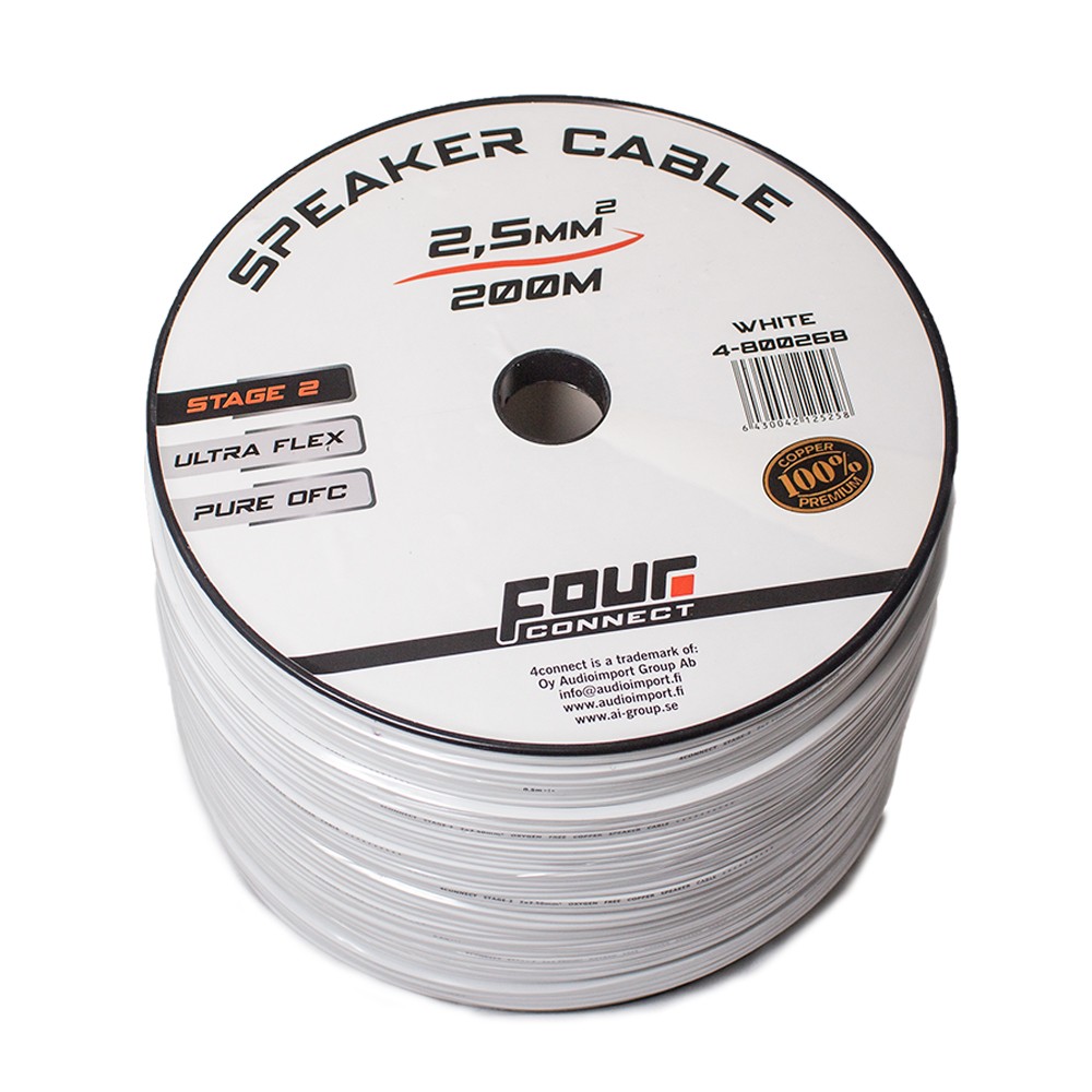 FOUR Connect 4-800268 OFC speaker cable white 2x2.5mm2 - spool 200m - Image 3