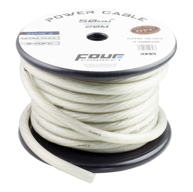 FOUR Connect 4-800318 STAGE3 50mm2 Satin Silver S-TOFC power cable - spool 20m